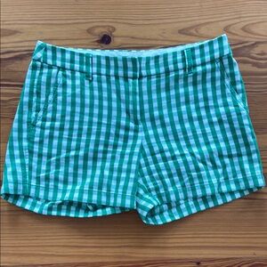 J Crew Green and White Gingham Women's Shorts